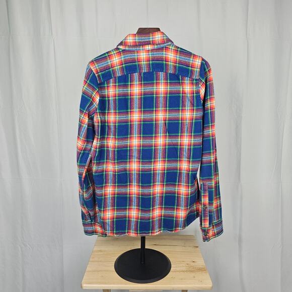Abercrombie & Fitch Flannel Shirt Mens M Blue Red Plaid Muscle Fit Soft Cotton - Picture 3 of 3